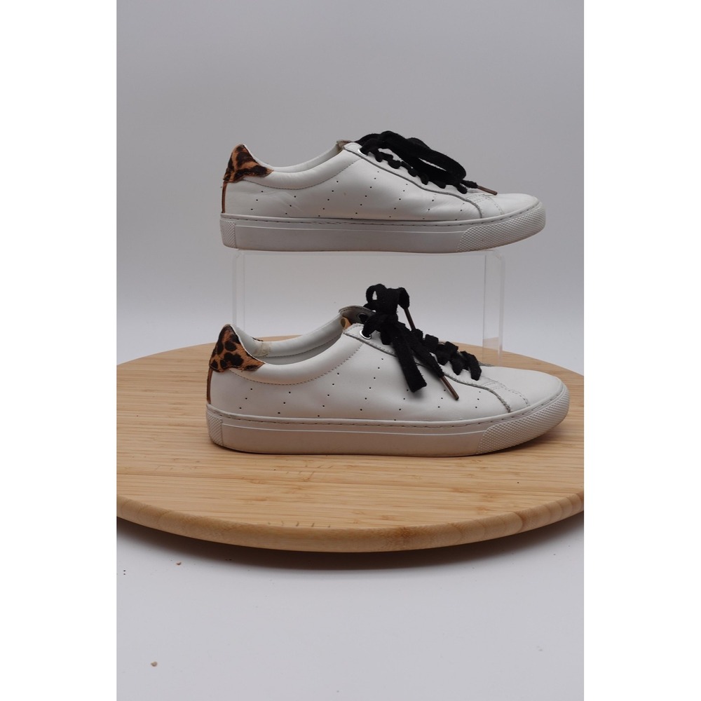 J.Crew Shoes Womens Size 9 40 White Leopard Heel Low Top Sneakers Casual